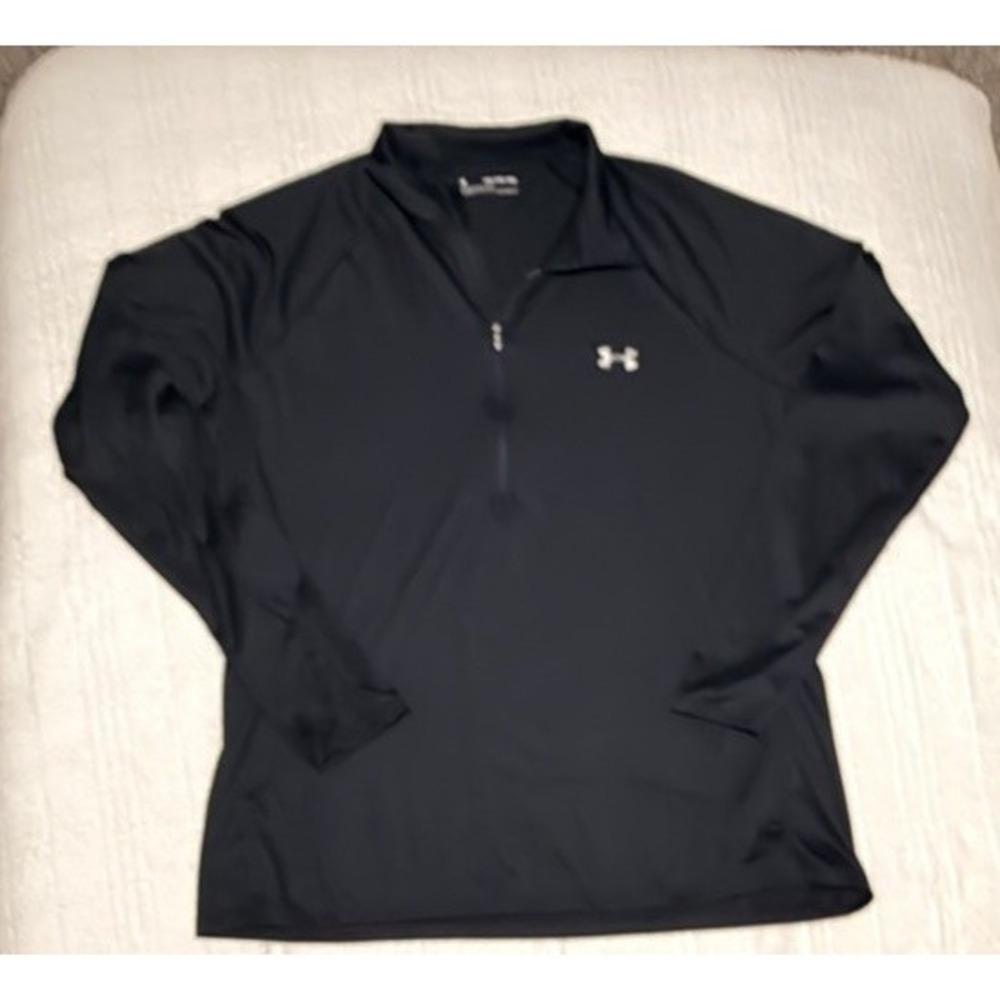 Under Armour Heat Gear Shirt Mens 2XL XXL Black‎ 1/4 Zip Pullover Loose Fit